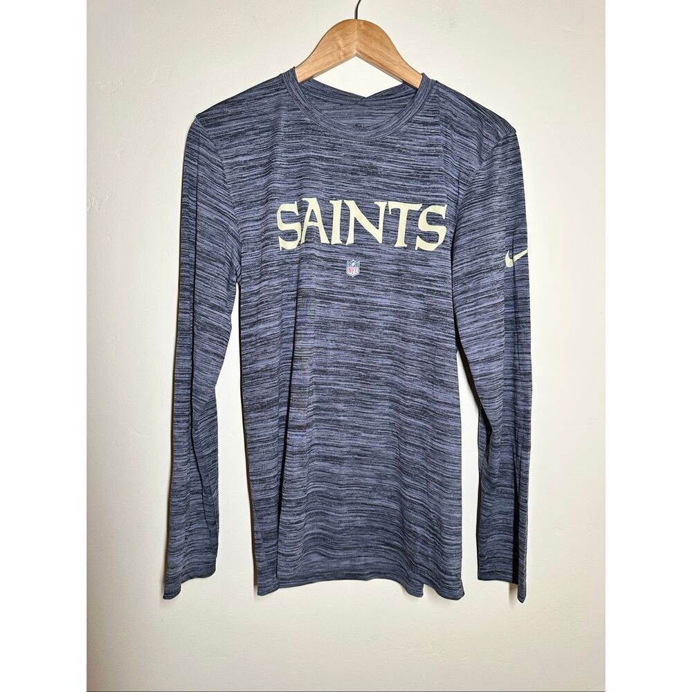 Mens Nike Football NFL Gray and Tan New Orleans Saints Long Sleeve Dri Fit Top